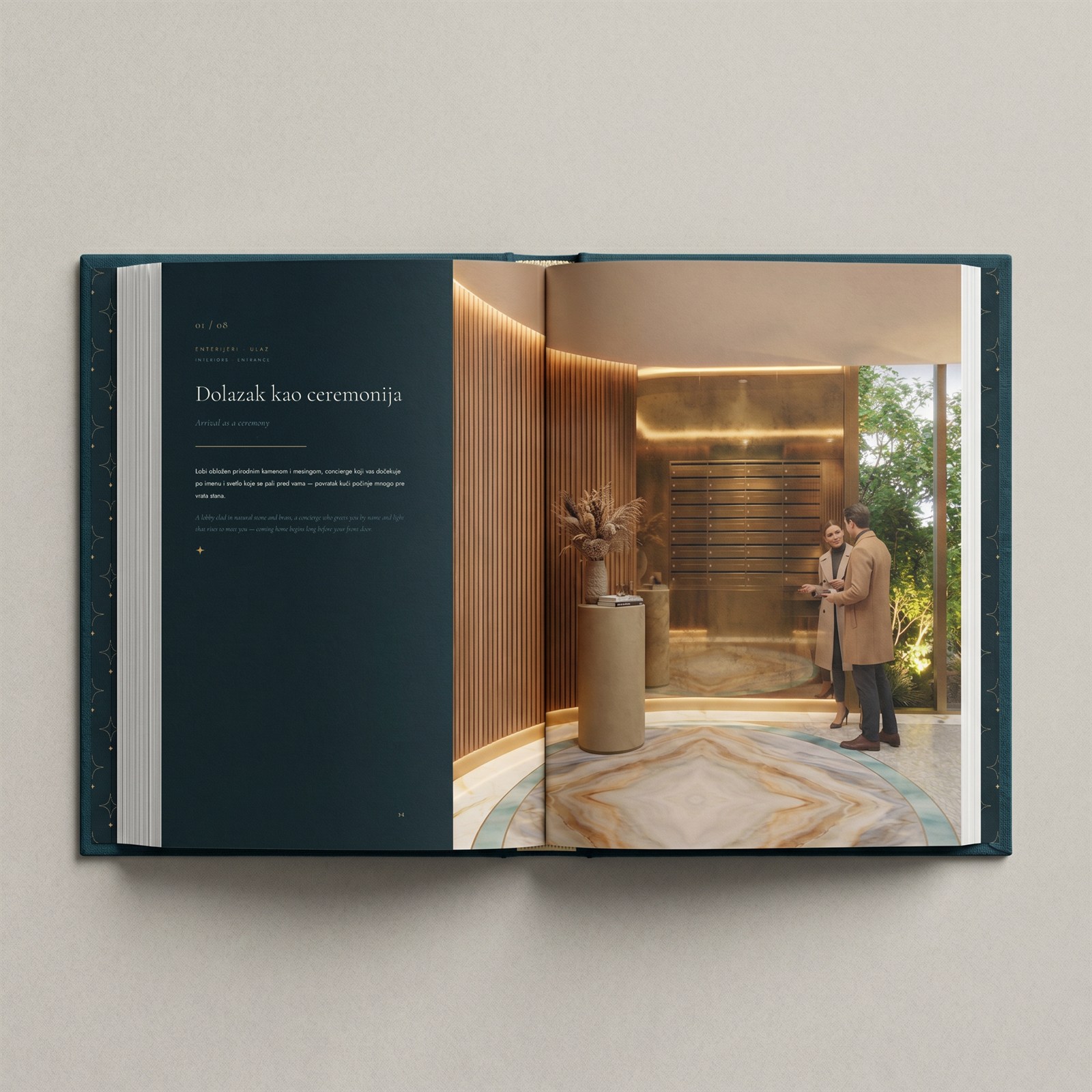Mirage booklet — printed book, arrival as a ceremony spread